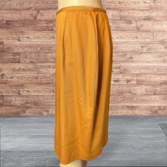 Toni Garment Pencil Skirt Size 11 Yellow Mustard Mid Rise Lined Knee Length Slit - Picture 3 of 14